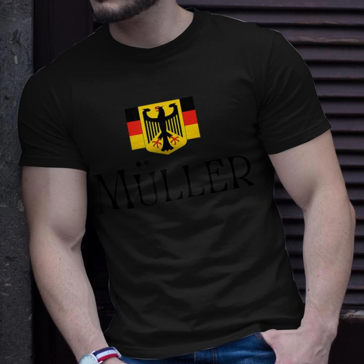 Müller Surname German Family Name Heraldic Eagle Flag T-Shirt Gifts for Him