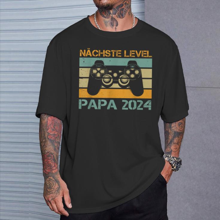 Nächstes Level Ich Werde Papa 2024 Ankündigung Gamer T-Shirt Geschenke für Ihn