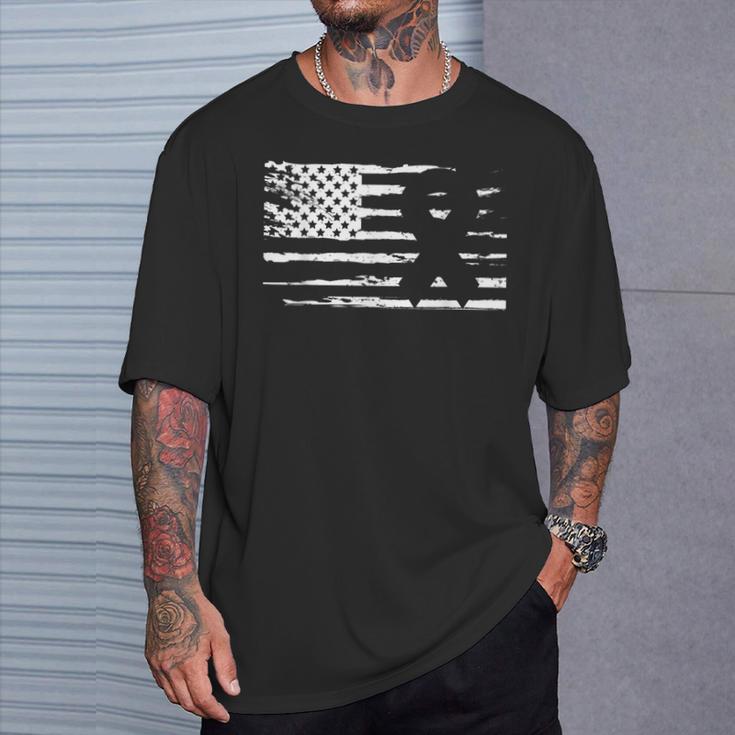 National Foster Care Month American Flag Ribbon T-Shirt Gifts for Him