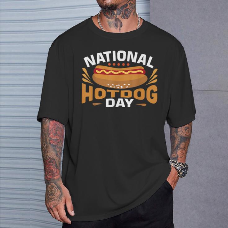 National Hot Dog Day Hotdog T-Shirt Gifts for Him