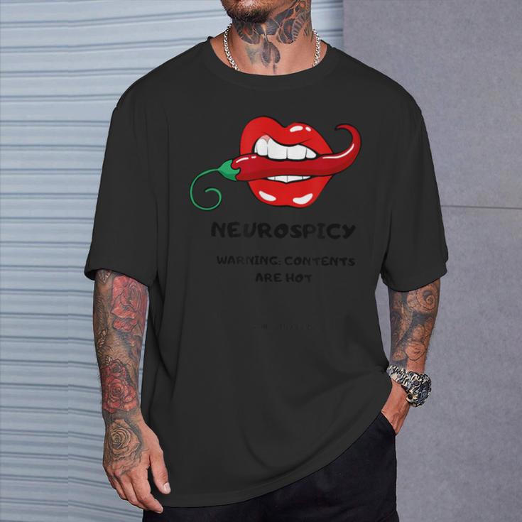 NeuroSpicy Grafik T-Shirt mit Feurigem Mund Design - Schwarz Geschenke für Ihn