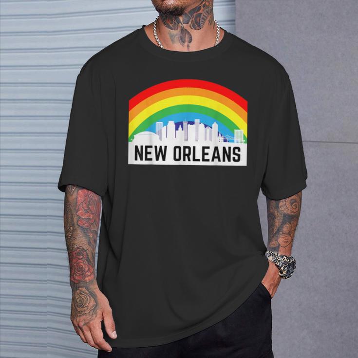 New Orleans Pride Lgbtq Rainbow Skyline T-Shirt Gifts for Him