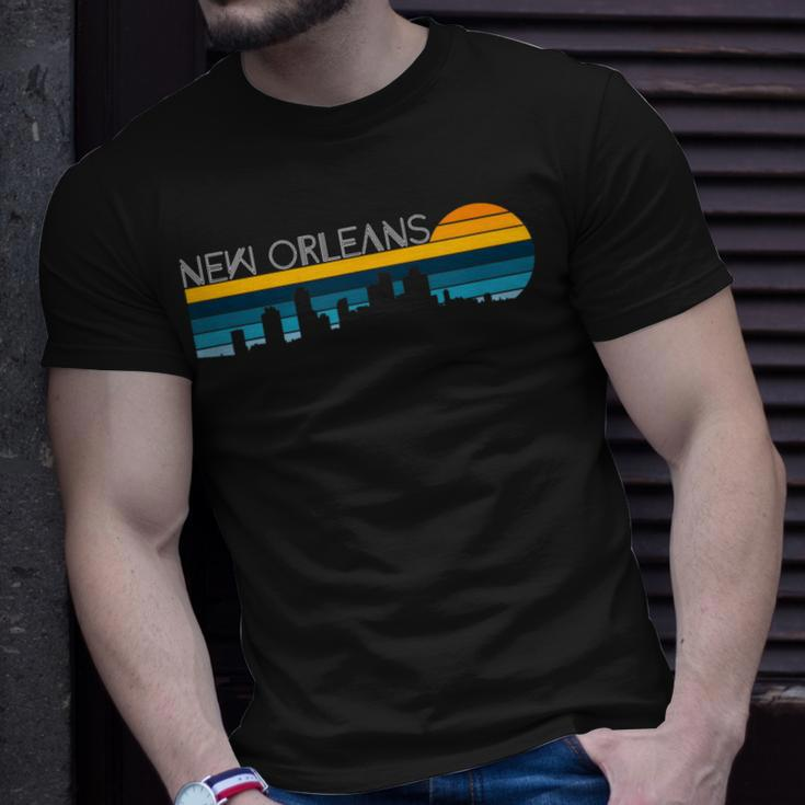 New Orleans Skyline Vintage Retro Sunset New Orleans City T-Shirt Gifts for Him
