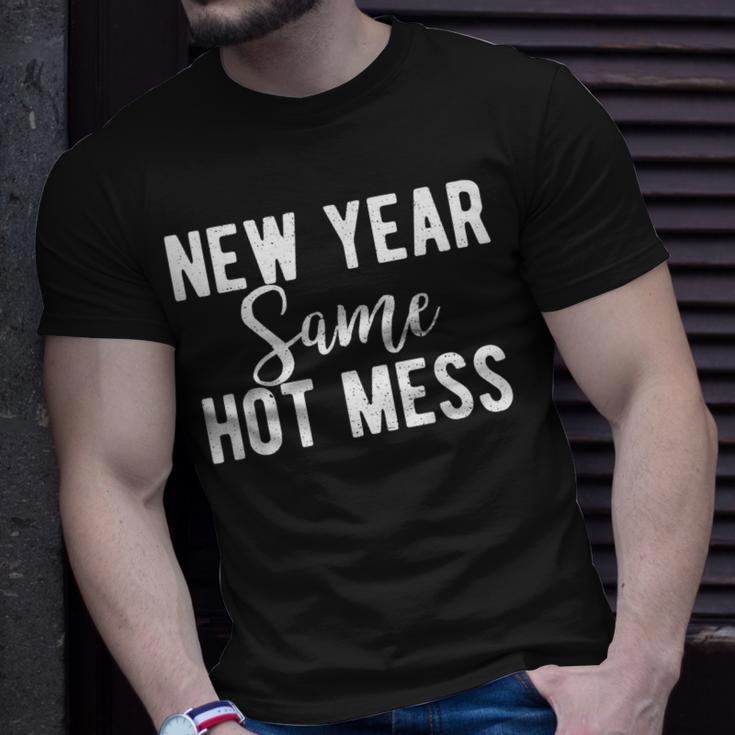 New Year Same Hot Mess Resolutions Workout Party T-Shirt Gifts for Him