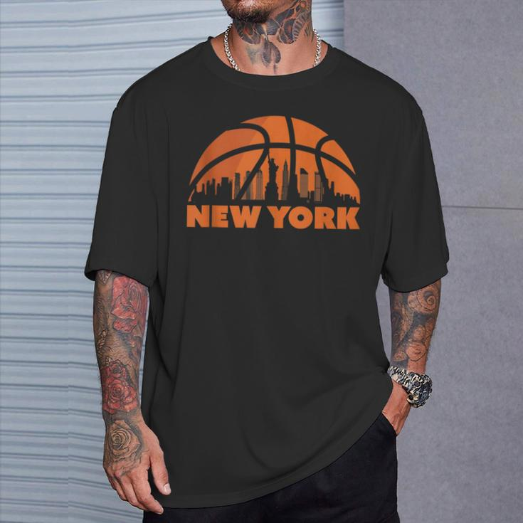 New York City Skyline New York Basketball Fan Jersey T-Shirt Gifts for Him