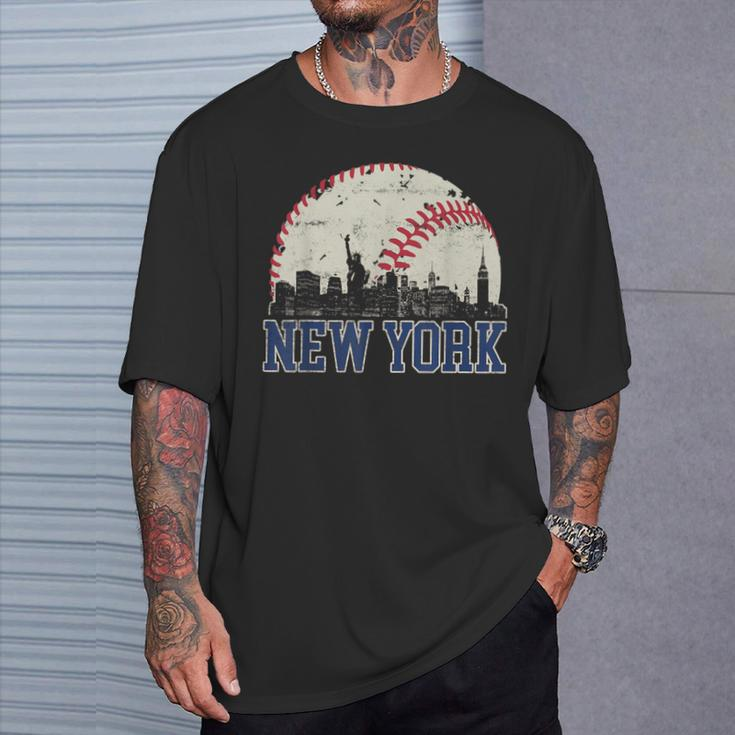New York Retro Baseball Lover Met At Game Day T-Shirt Gifts for Him