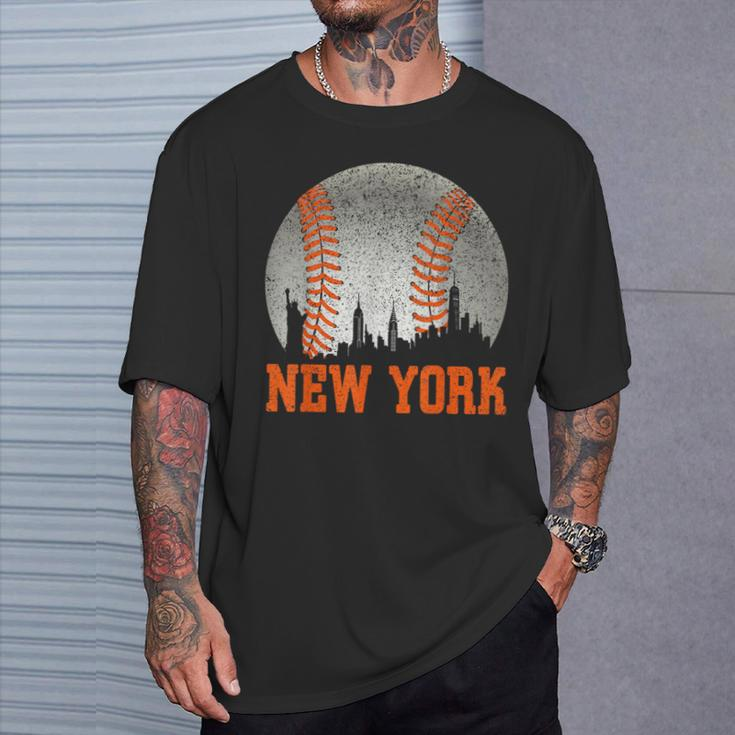 New York Retro Baseball Lover Met At Game Day T-Shirt Gifts for Him