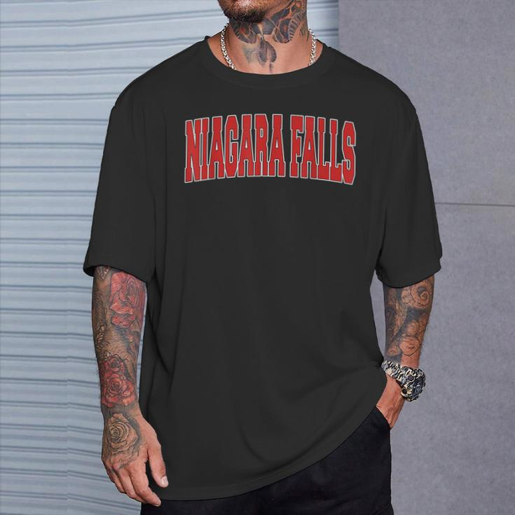 Niagara Falls Canada Varsity Style Vintage Canadian Sports T-Shirt Gifts for Him