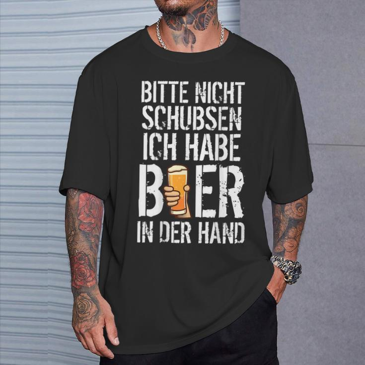 Nicht Schubsen Bier In Der Hand I Alcohol Backprint T-Shirt Geschenke für Ihn