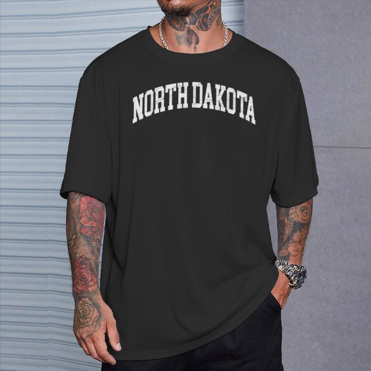 North Dakota Worn Print Classic T-Shirt Gifts for Him
