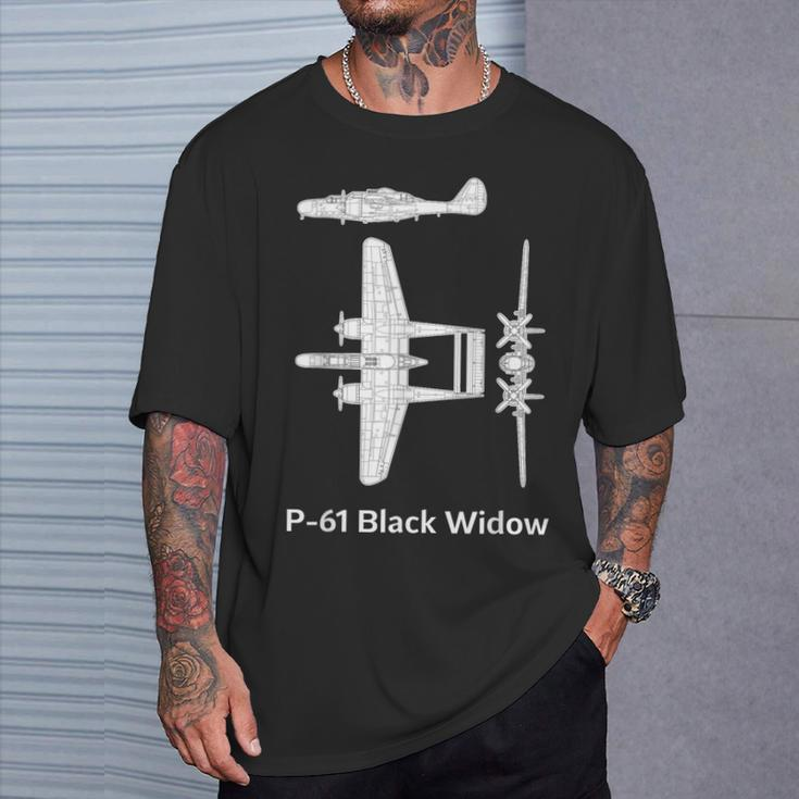 Northrop P-61 Black Widow P61 Plane P 61 Night Fighter P 61C T-Shirt Gifts for Him