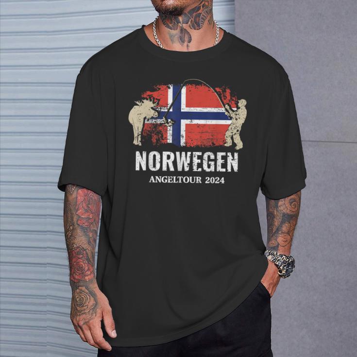 Norwegen Angeln 2024 Angler Norwegen Angeln T-Shirt Geschenke für Ihn