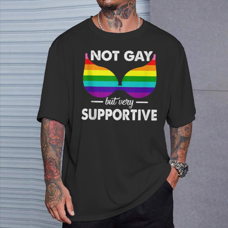 Not Gay But Very Supportive Lgbt Straight Bra Meme T-Shirt Gifts for Him