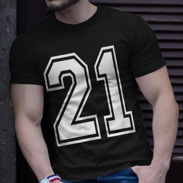 Number 21 Birthday Varsity Sports Team Jersey T-Shirt Gifts for Him