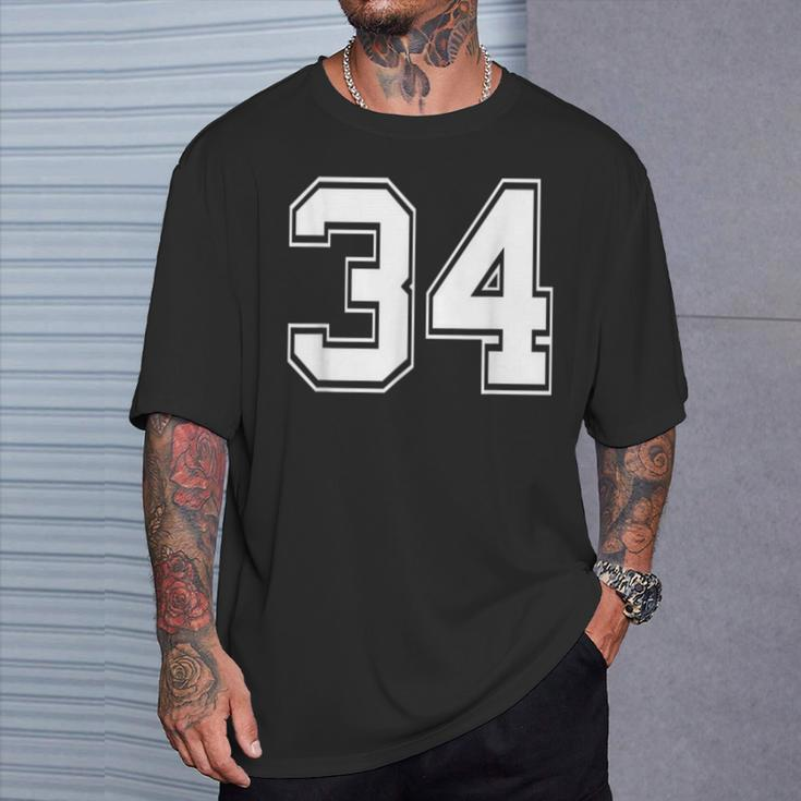 Number 34 Baseball Football Soccer Birthday T-Shirt Gifts for Him