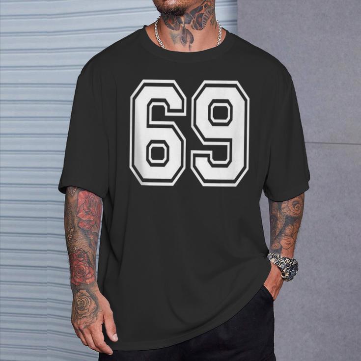 Number 69 Birthday 69Th Sports Player Team Numbered Jersey T-Shirt Gifts for Him