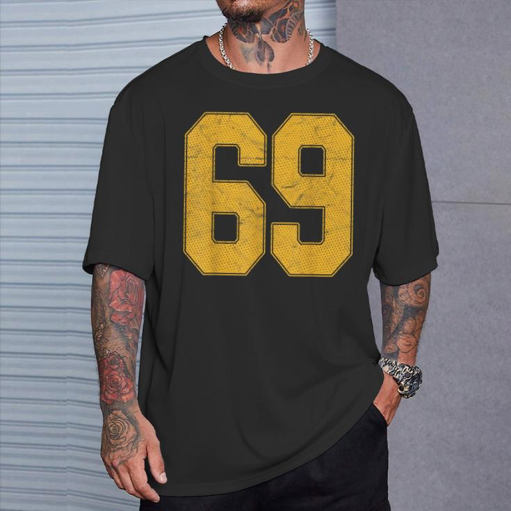 Number 69 Numbered Uniform Sports Team Jersey 69Th Birthday T-Shirt Gifts for Him