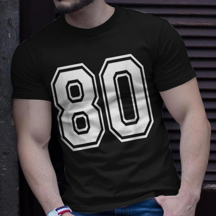 Number 80 Birthday Varsity Sports Team Jersey T-Shirt Gifts for Him