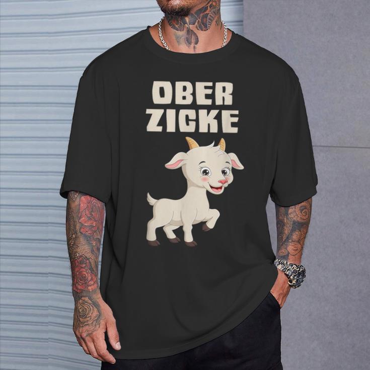 Ober Zicke T-Shirt lustig, Ziegenmotiv Shirt für Damen Geschenke für Ihn