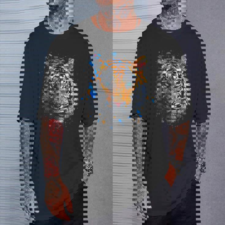 Obra De Arte De Tigre Colorido Animal Arte Tigre Camiseta unisex Regalos para él