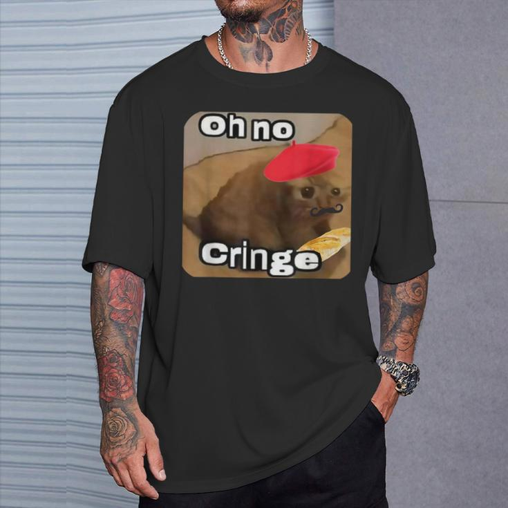 Oh No Cringe Cat French Baguette Internet Cat Meme T-Shirt Geschenke für Ihn