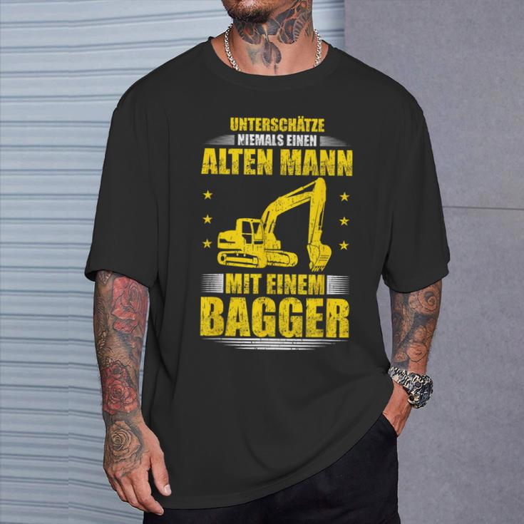 Old Man With Digger Digger Driver Saying T-Shirt Geschenke für Ihn
