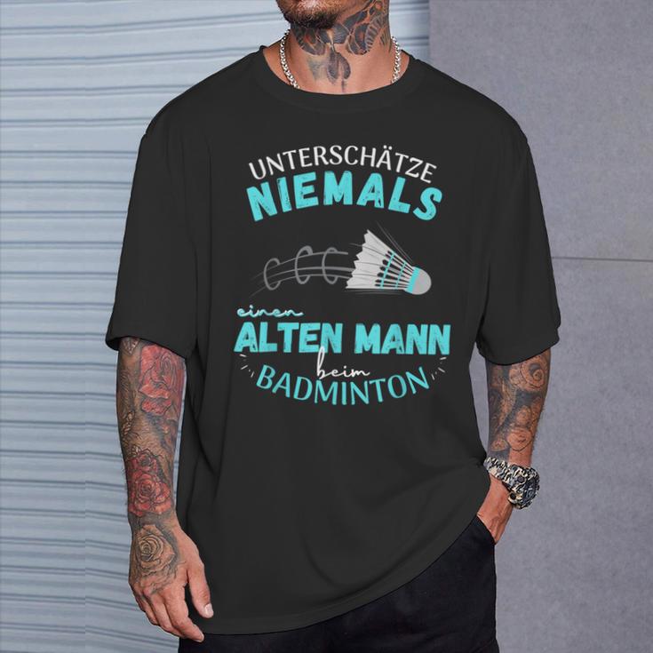 Olter Mann Beim Badminton Player S T-Shirt Geschenke für Ihn