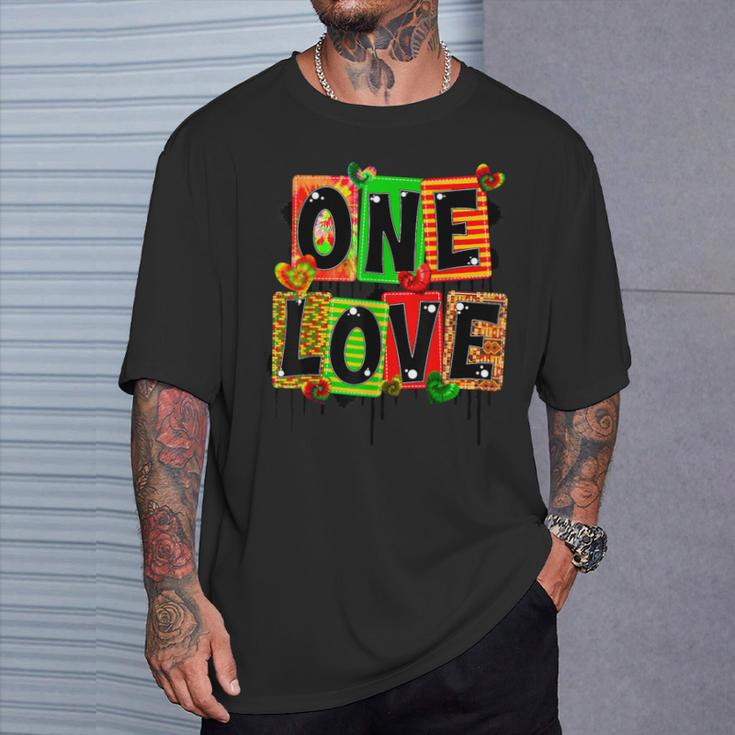 One Love Black History Month Pride African American Kente T-Shirt Gifts for Him