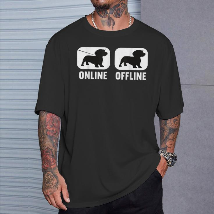 Online Offline Dachshund Dachshund Dog Black T-Shirt Geschenke für Ihn