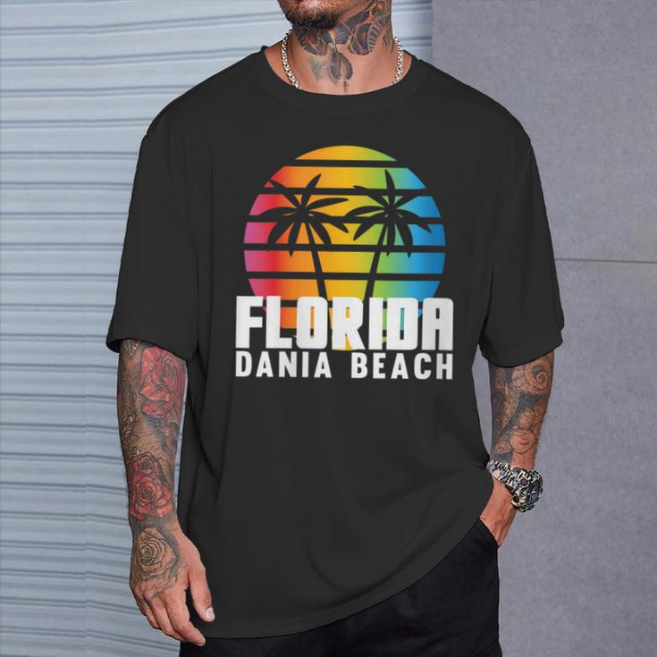 Original Dania Beach Retro Sunset Fl Beach Lifestyle Dania T-Shirt Gifts for Him