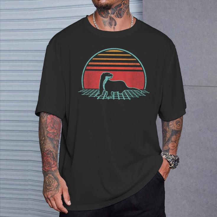 Otter Retro Vintage 80S Style Animal Lover T-Shirt Gifts for Him