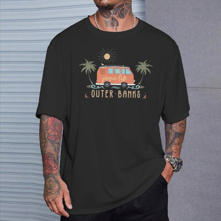 Outer Banks Dreaming Surfer Van Pogue Life Beach Palm Trees T-Shirt Gifts for Him