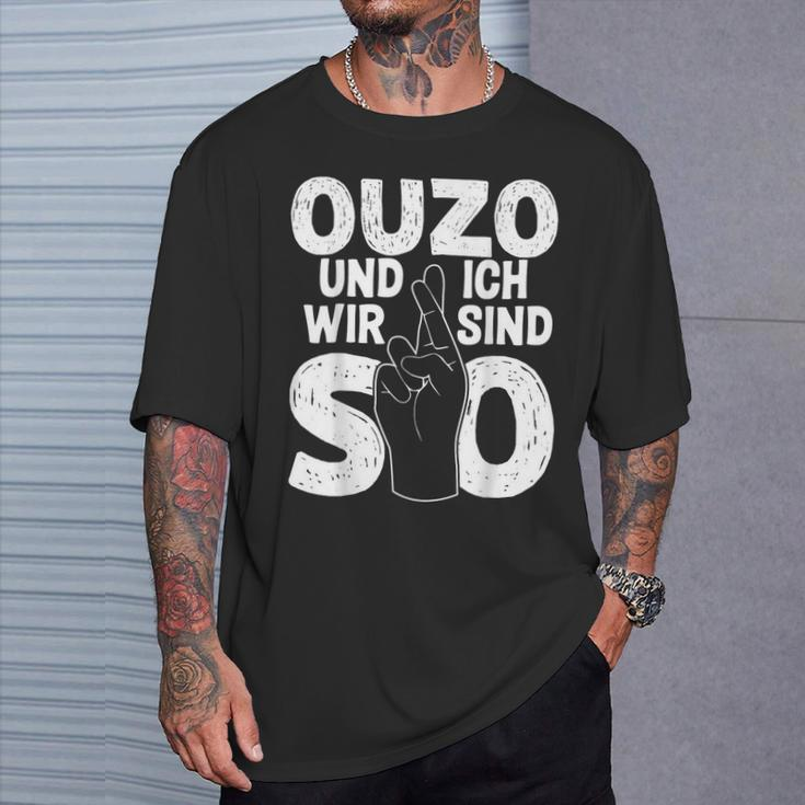 Ouzo Und Ich Greek Slogan T-Shirt Geschenke für Ihn