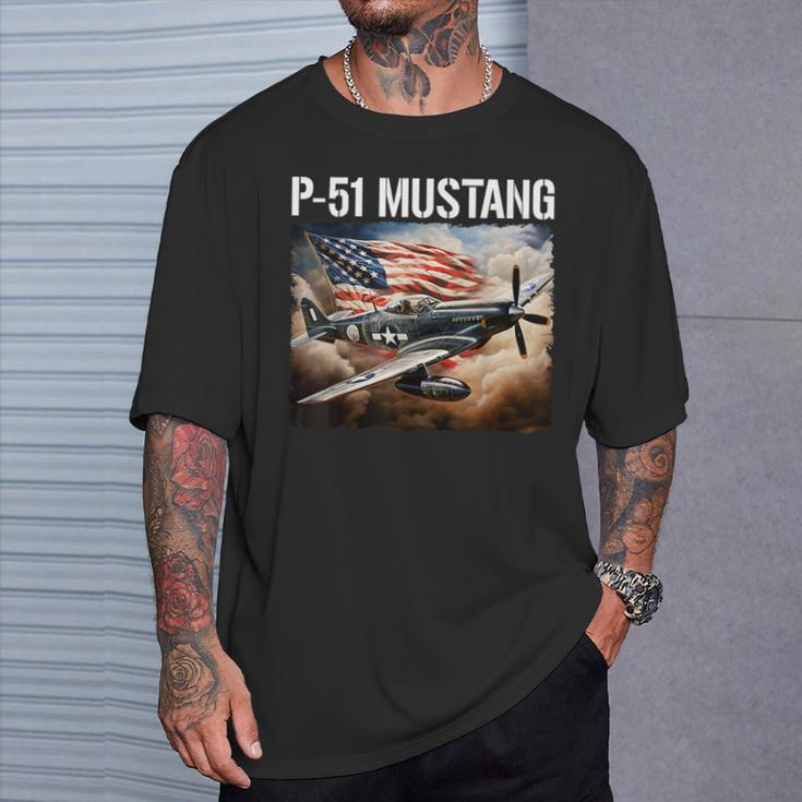 P-51 Mustang American Ww2 Fighter Airplane P-51 Mustang T-Shirt Gifts for Him
