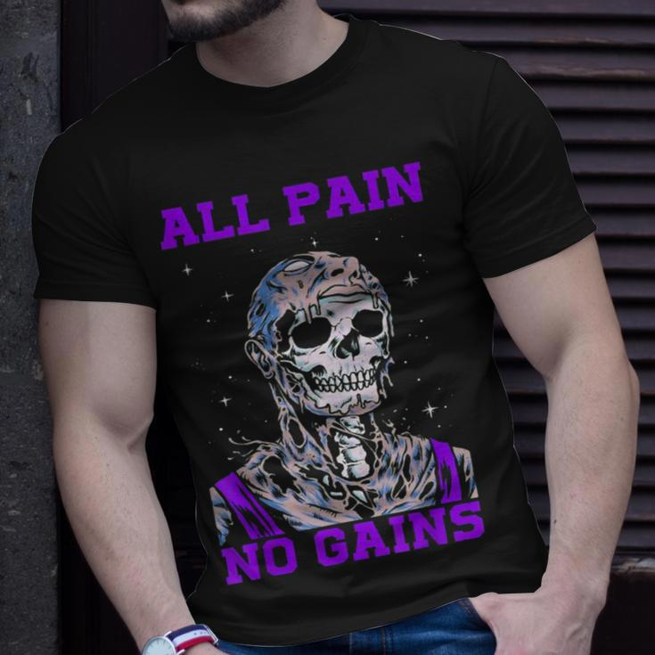 All Pain No Gains Fitness Weightlifting Bodybuilding Gym T-Shirt Gifts for Him