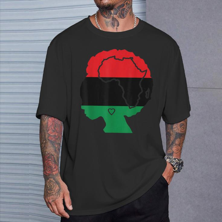 Pan African Flag Black Woman Melanin Black Pride Afro Pride T-Shirt Gifts for Him