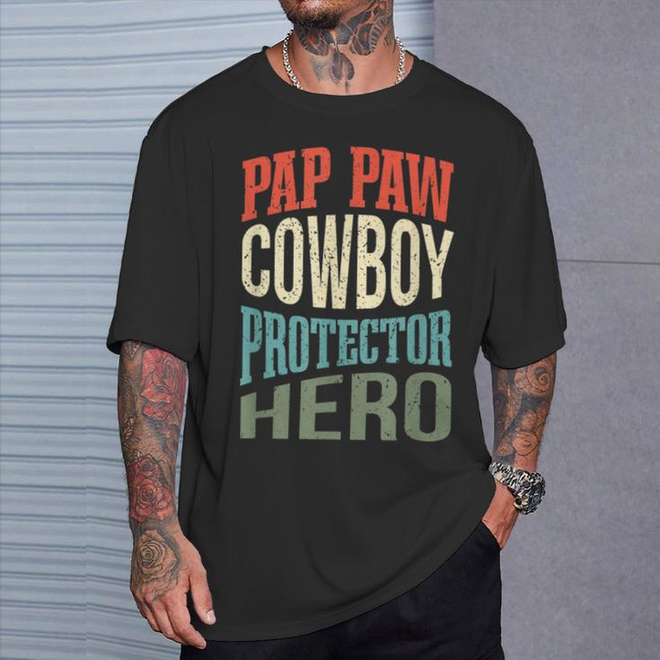 Pap Paw Cowboy Protector Hero Grandpa Profession T-Shirt Gifts for Him