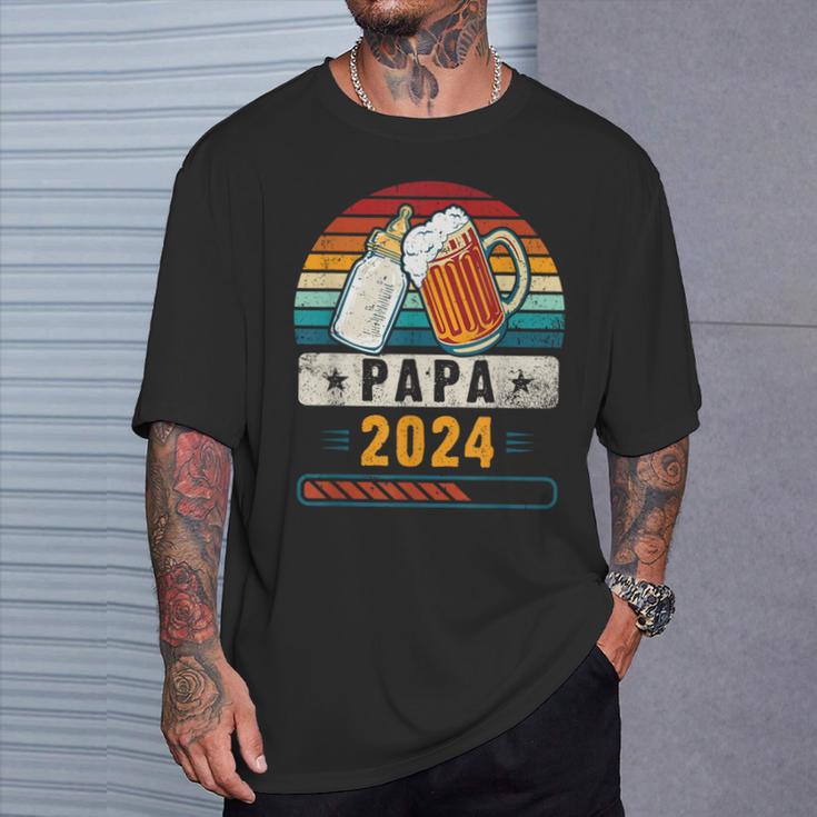 Papa 2024 Babyankündigung Werdender Papa T-Shirt Geschenke für Ihn