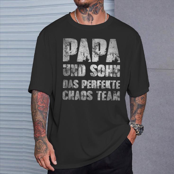 Papa & Sohn Das Perfekte Chaos Teamatertag Männertagater T-Shirt Geschenke für Ihn