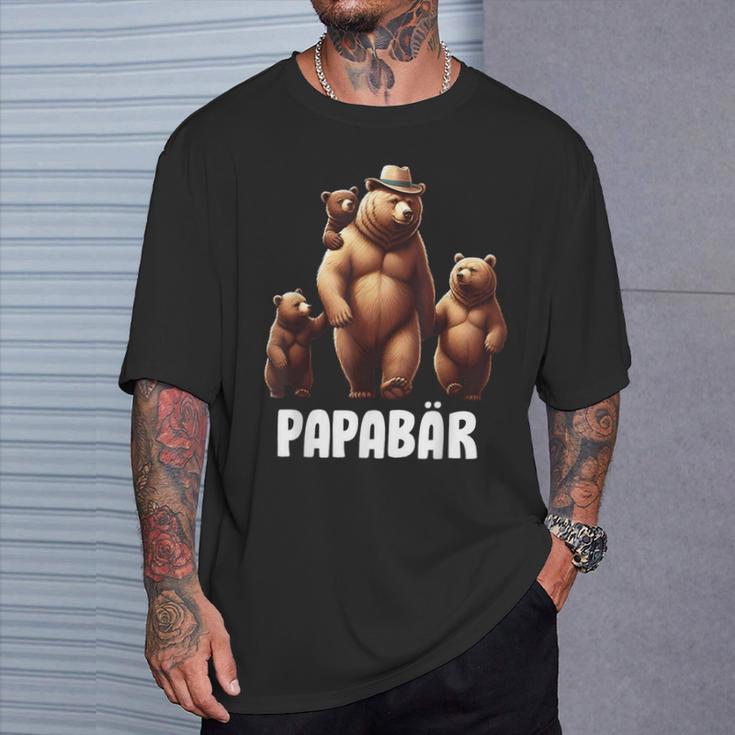 Papa Bärater 3 Kinder Familien Papaatertag T-Shirt Geschenke für Ihn