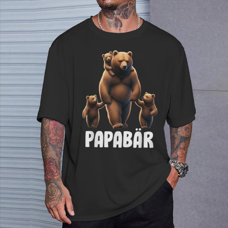 Papa Bärater 3 Kinder Papa Familienatertag T-Shirt Geschenke für Ihn