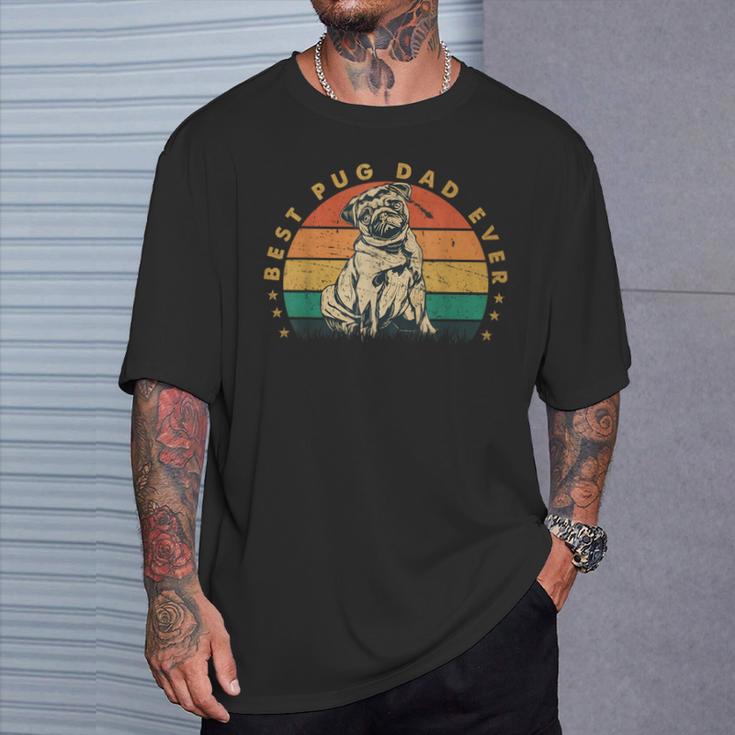 Papa Best Pug Dad Ever intage Pug T-Shirt Geschenke für Ihn