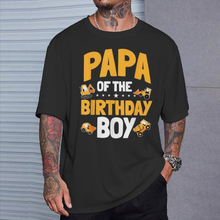 Papa Of The Birthday Boy Construction Worker Bday Party T-Shirt Gifts for Him