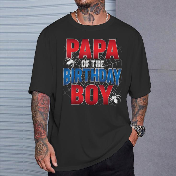 Papa Of The Birthday Boy Costume Spider Web Birthday Party T-Shirt Gifts for Him