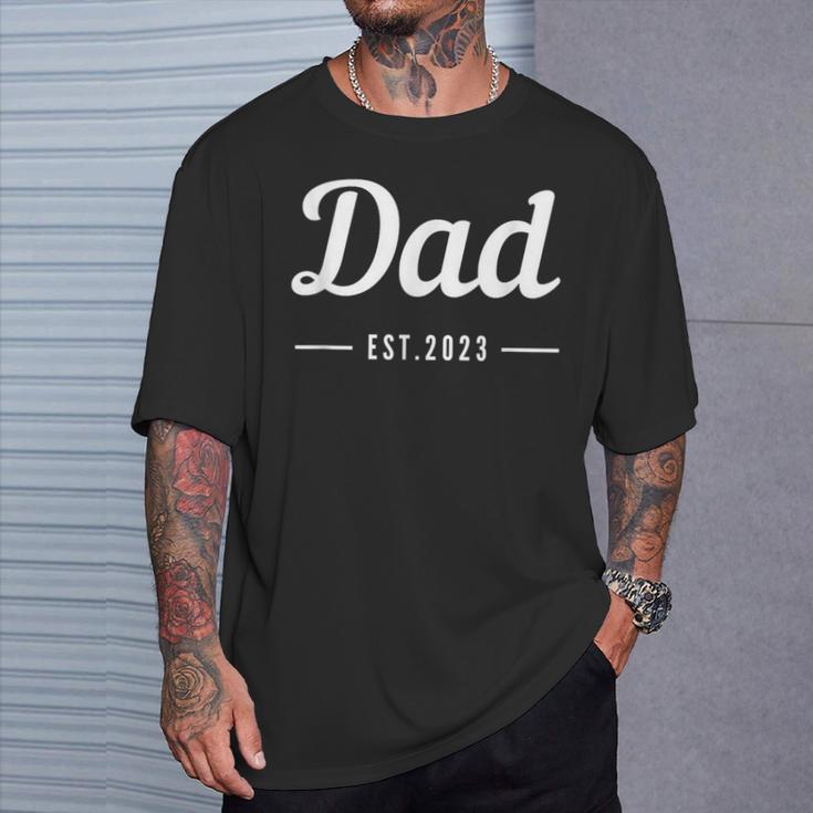 Papa Est 2023 Neues Papa Erstes Malatertag Lustiges Papa T-Shirt Geschenke für Ihn