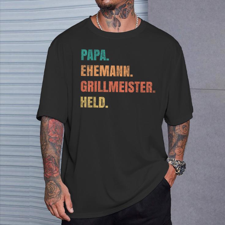 Papa Grillmeister Husband Hero T-Shirt Geschenke für Ihn