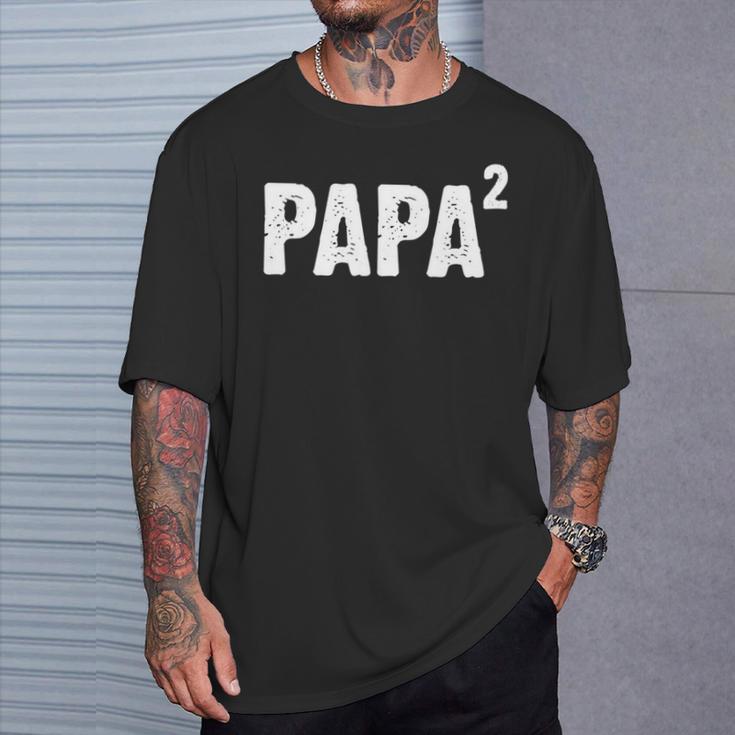 Papa Hoch Zwei Geschenk Announcement Fürater2nd Kind T-Shirt Geschenke für Ihn