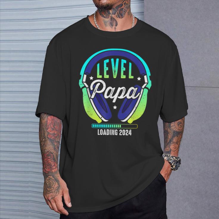 Papa Level Loading Schwangerschafterkünden Baby Party 2024 T-Shirt Geschenke für Ihn