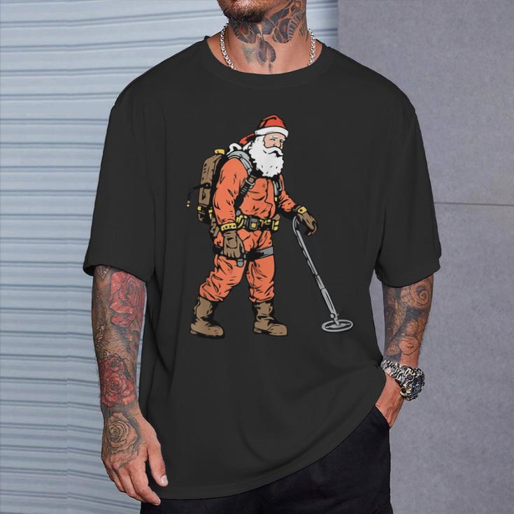 Papá Noel Como Detectorista De Metales Detección De Metales Navidad Camiseta unisex Regalos para él