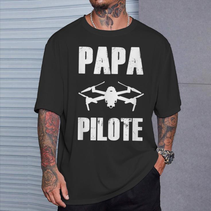 Papa Pilot Drohne Geschenk Drohnen Humor Fliegenatertag T-Shirt Geschenke für Ihn